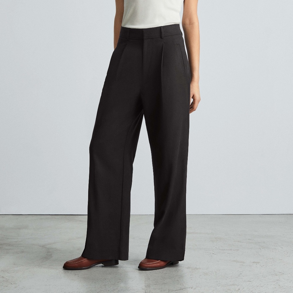 Everlane Womens The Way-High Drape Pant Sz 2 Short Inseam Pleated Black NWT